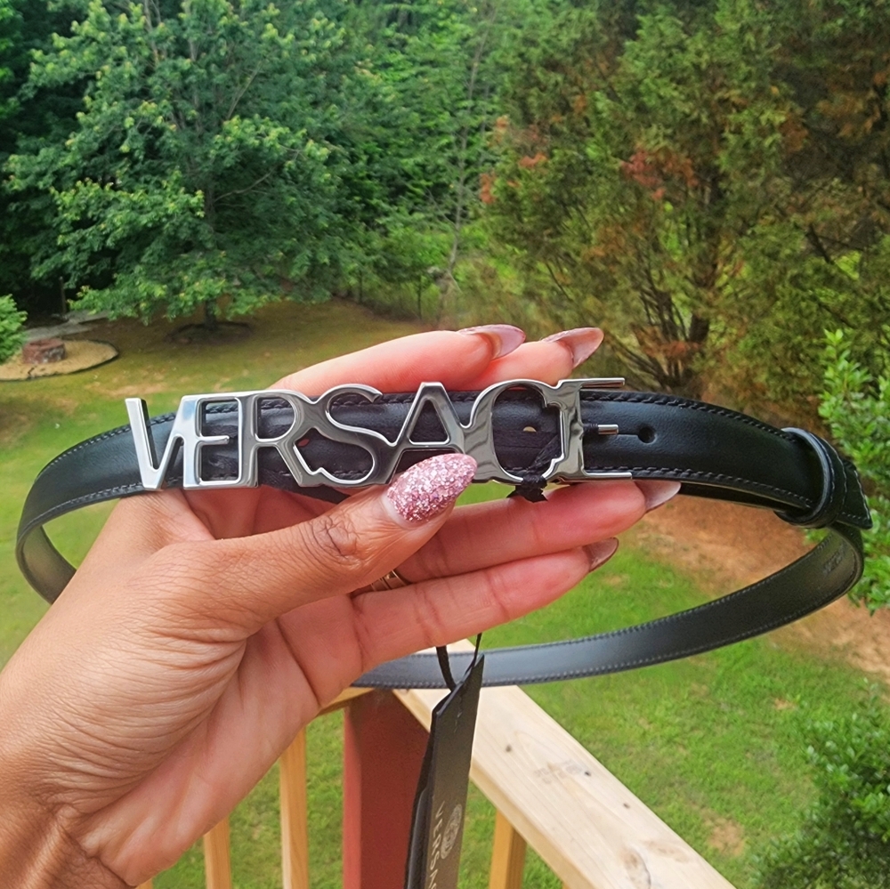 NWT Versace Logo Silver Belt